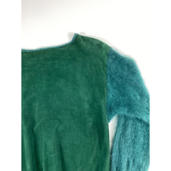VTG Susan Sandhaus Green Leather Mohair Sweater Womens Medium Avant Garde Funky - Picture 7 of 11